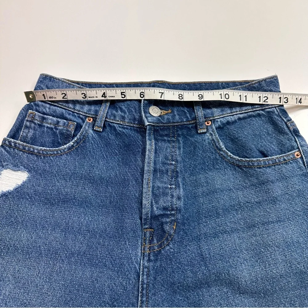 PacSun Medium Wash Blue Distressed High Rise Straight Leg Ankle Jeans Size 24 - Picture 8 of 10